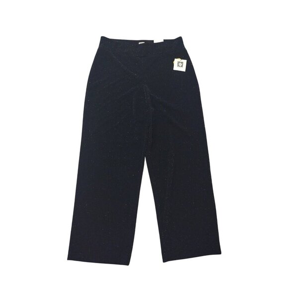 Anne Klein Women's Black Glitter Wide Leg Pants, Size L, NWT - Picture 1 of 7